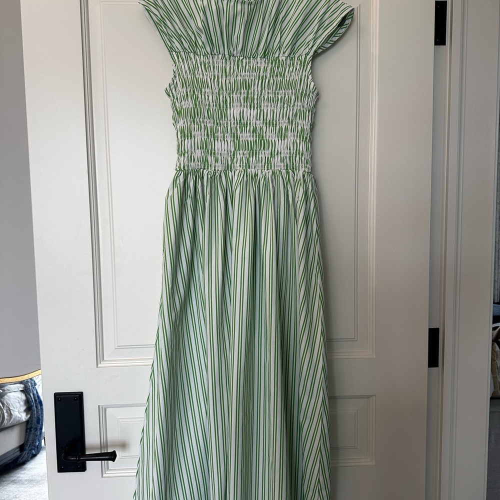 Green Striped Midi Dress runway scout